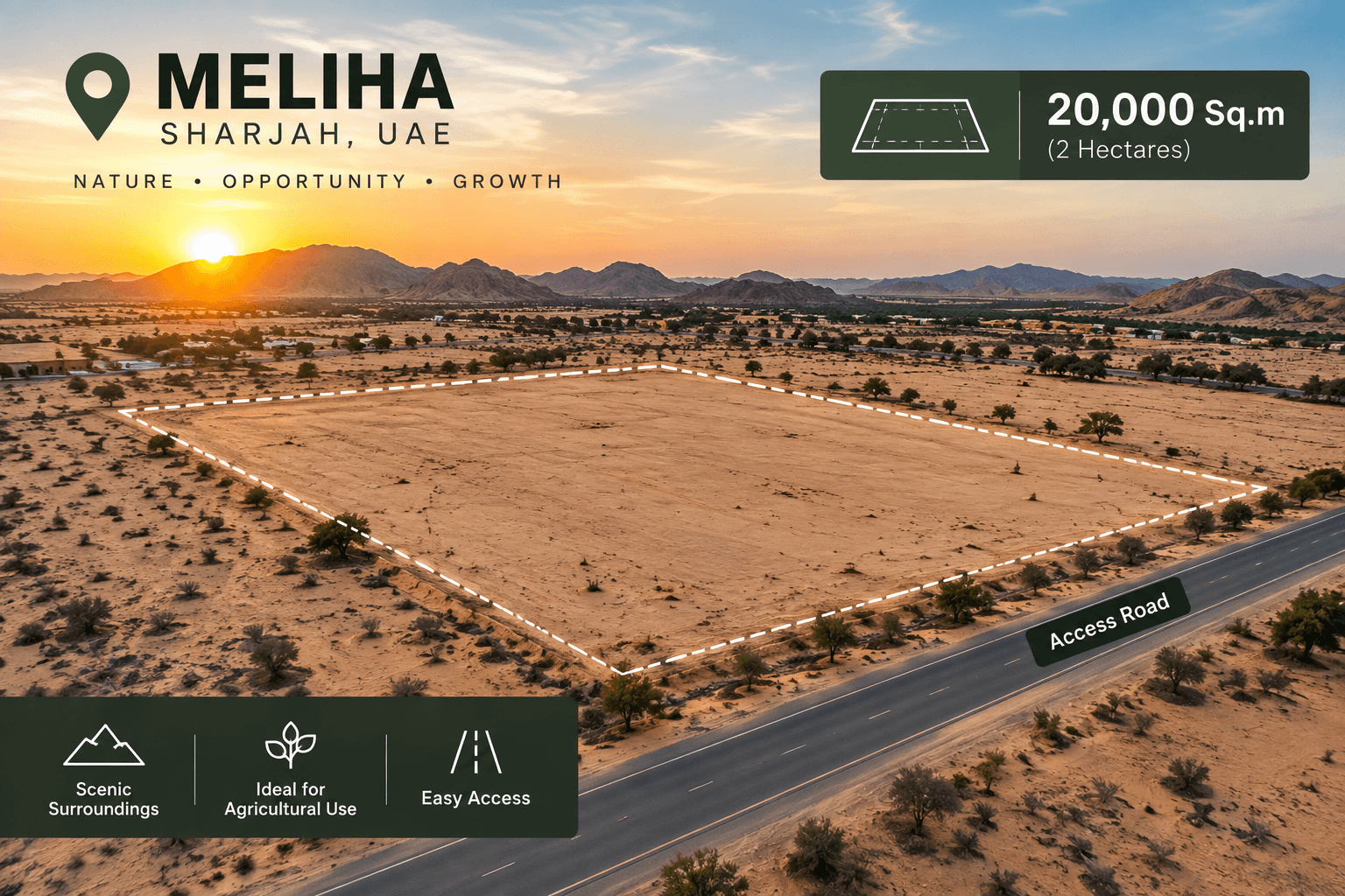 20000 Square Meter agriculture land in Maliha for Smart farming in Sharjah, photo 1 of 2